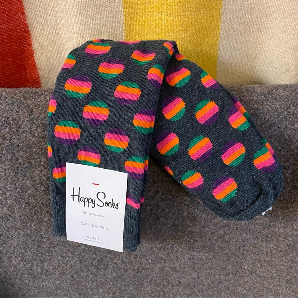 Multi-colored Combed Cotton Happy Socks SZ US M 8-12